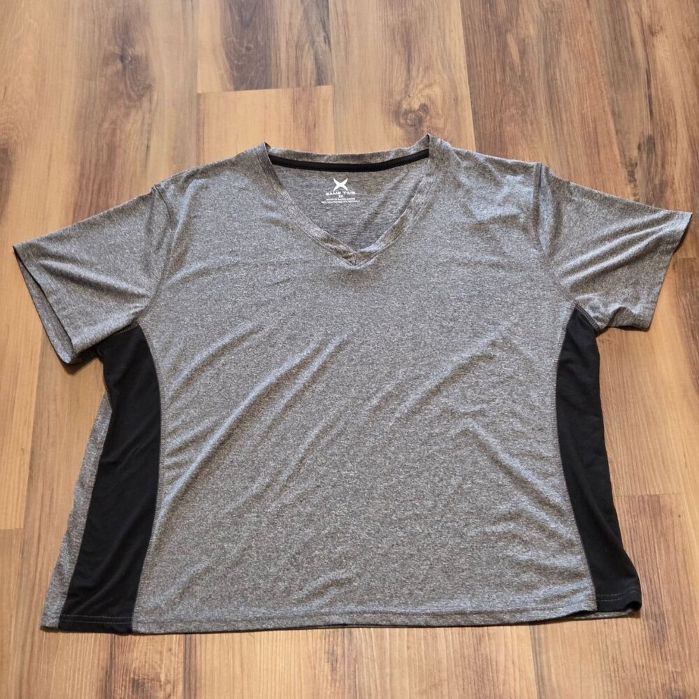 Game Time Men’s Athletic Shirt 3X Gray/Black Short Sleeve Activewear Sport Wear